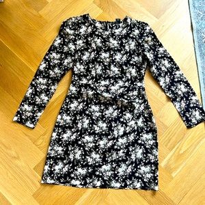 Silk floral long sleeve dress
